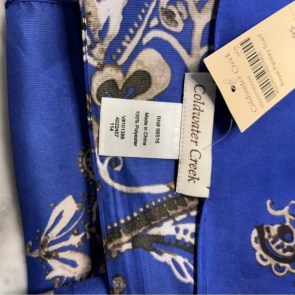 Coldwater Creek Royal Blue and Gold Scarf